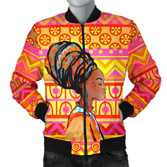 African Girl Aztec Men Casual Bomber Jacket-JorJune