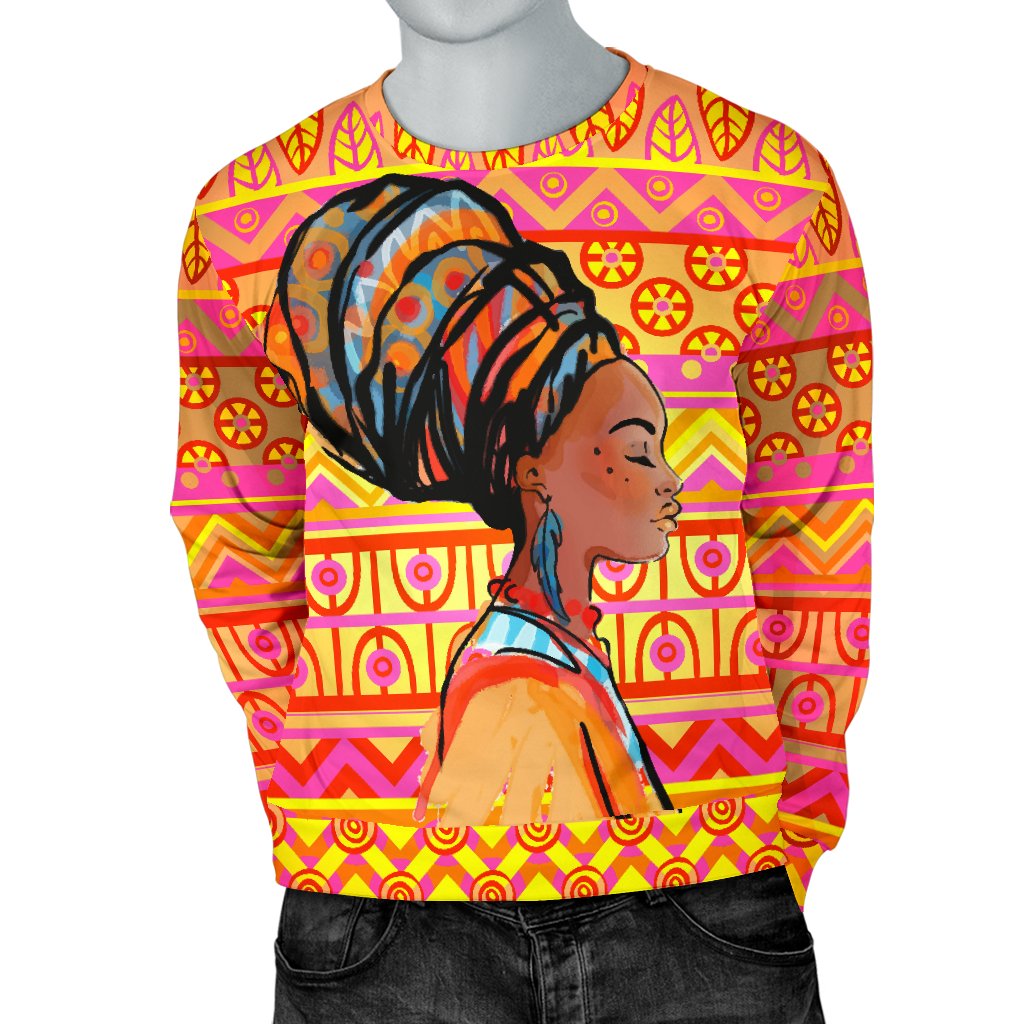 African Girl Aztec Men Crewneck Sweatshirt