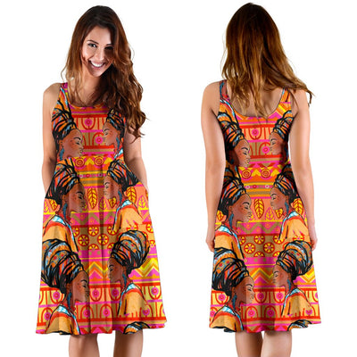 African Girl Aztec Sleeveless Mini Dress