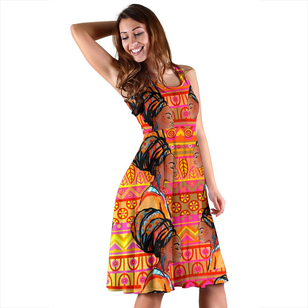 African Girl Aztec Sleeveless Mini Dress