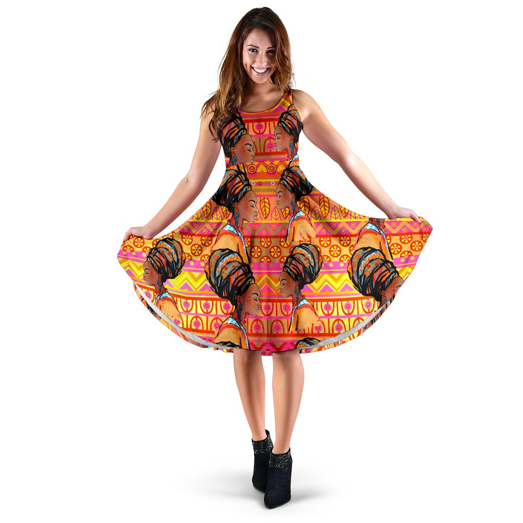 African Girl Aztec Sleeveless Mini Dress