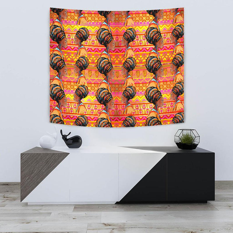 African Girl Aztec Tapestry