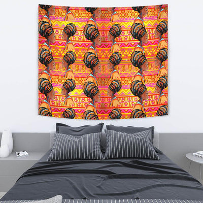 African Girl Aztec Tapestry