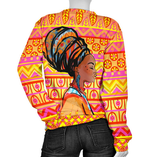 African Girl Aztec Women Crewneck Sweatshirt