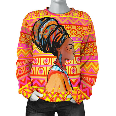 African Girl Aztec Women Crewneck Sweatshirt