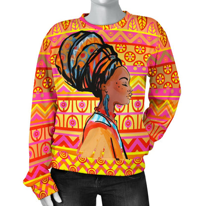 African Girl Aztec Women Crewneck Sweatshirt