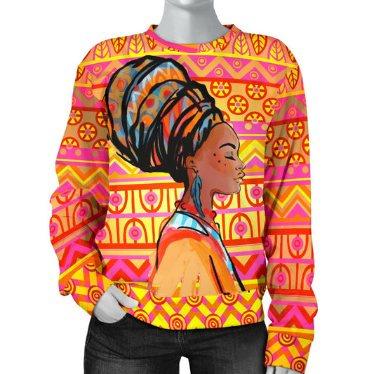 African Girl Aztec Women Crewneck Sweatshirt