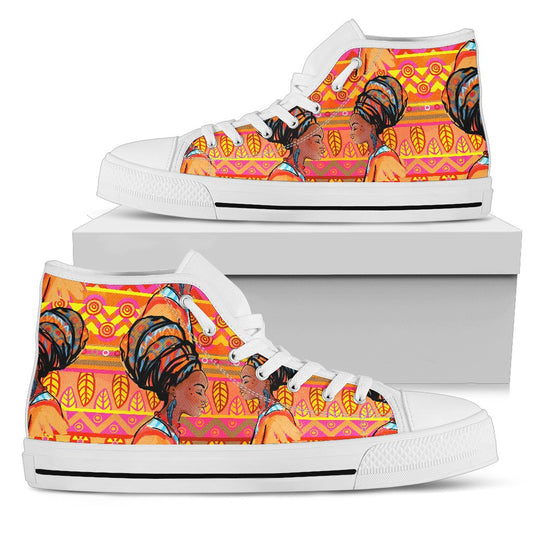 African Girl Aztec Women High Top Shoes