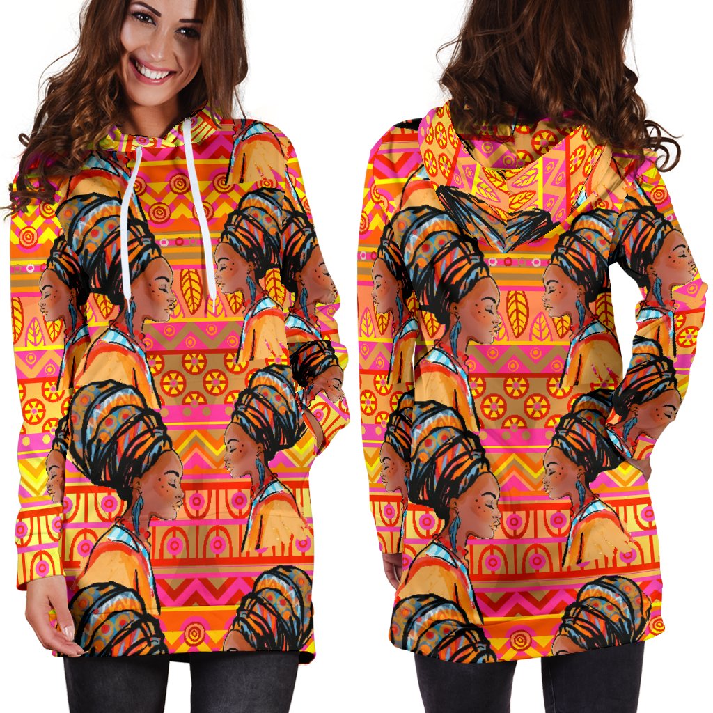 African Girl Aztec Women Hoodie Dress