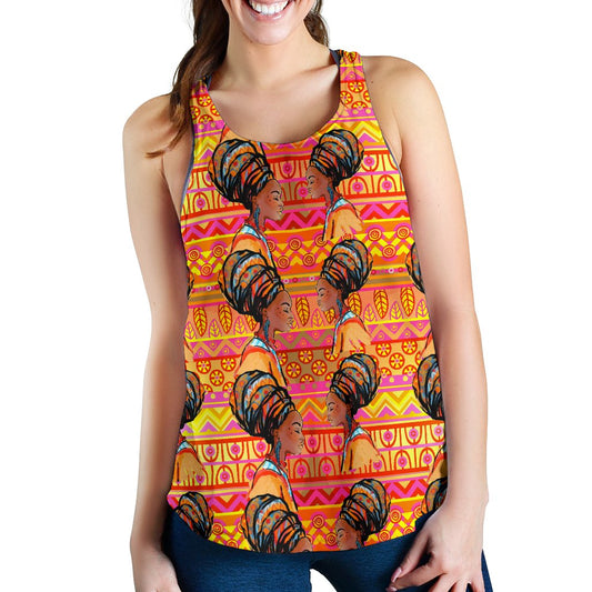 African Girl Aztec Women Racerback Tank Top