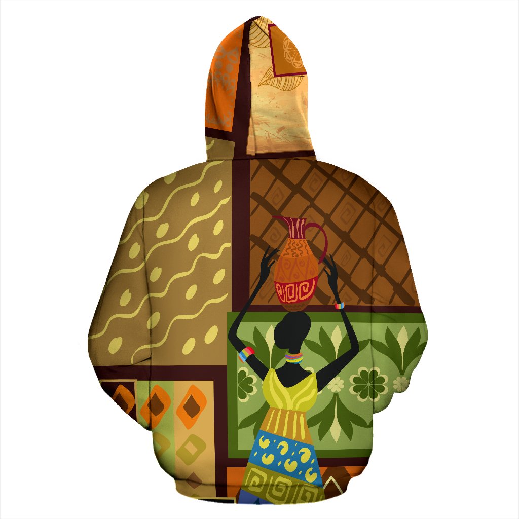 African Girl Design All Over Zip Up Hoodie