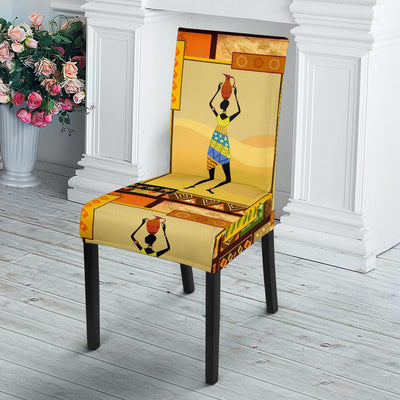 African Girl Design Dining Chair Slipcover-JORJUNE.COM