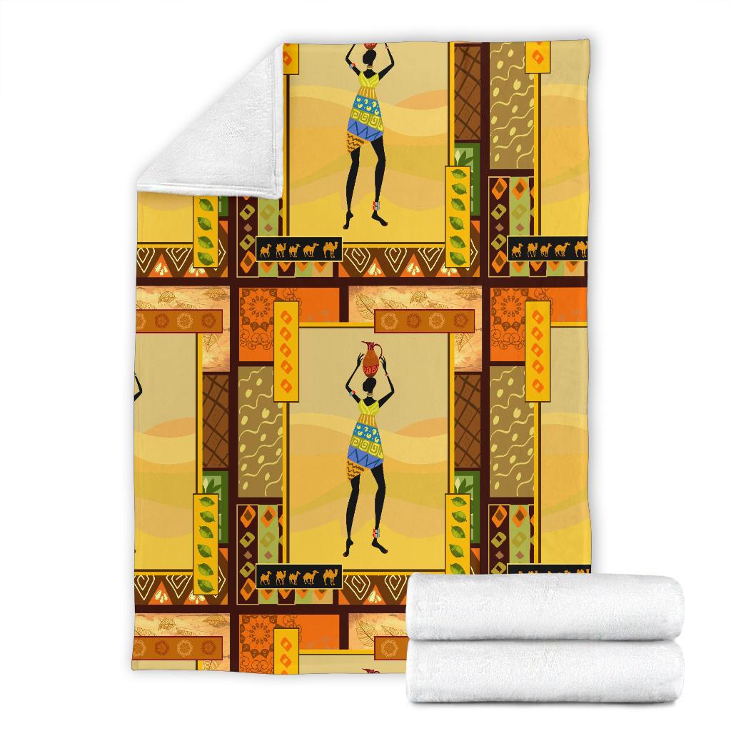 African Girl Design Fleece Blanket