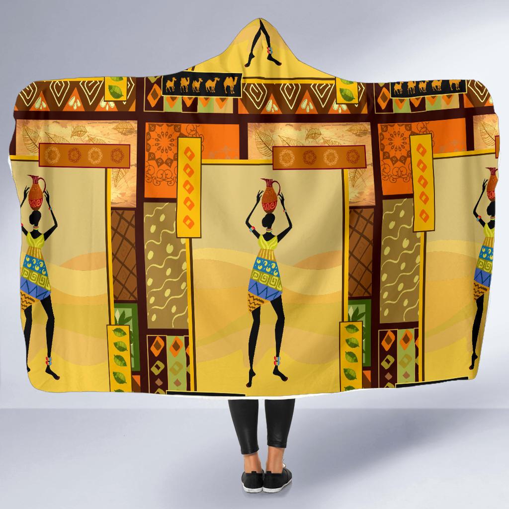 African Girl Design Hooded Blanket-JORJUNE.COM