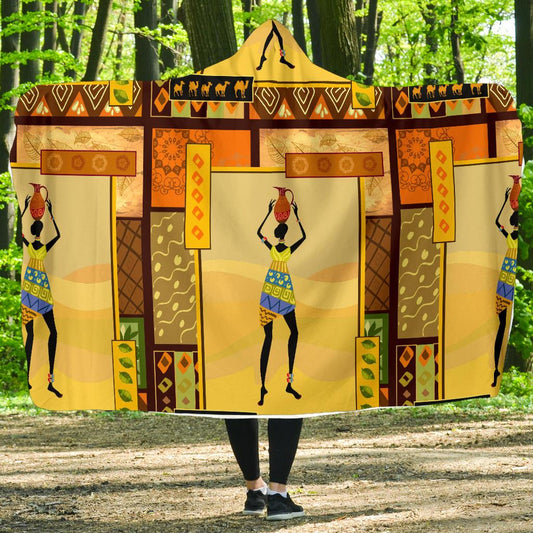 African Girl Design Hooded Blanket-JORJUNE.COM