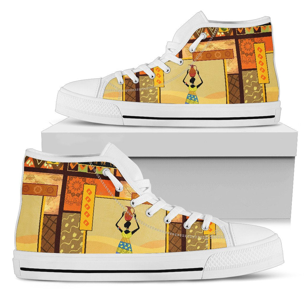 African Girl Design Men High Top Shoes