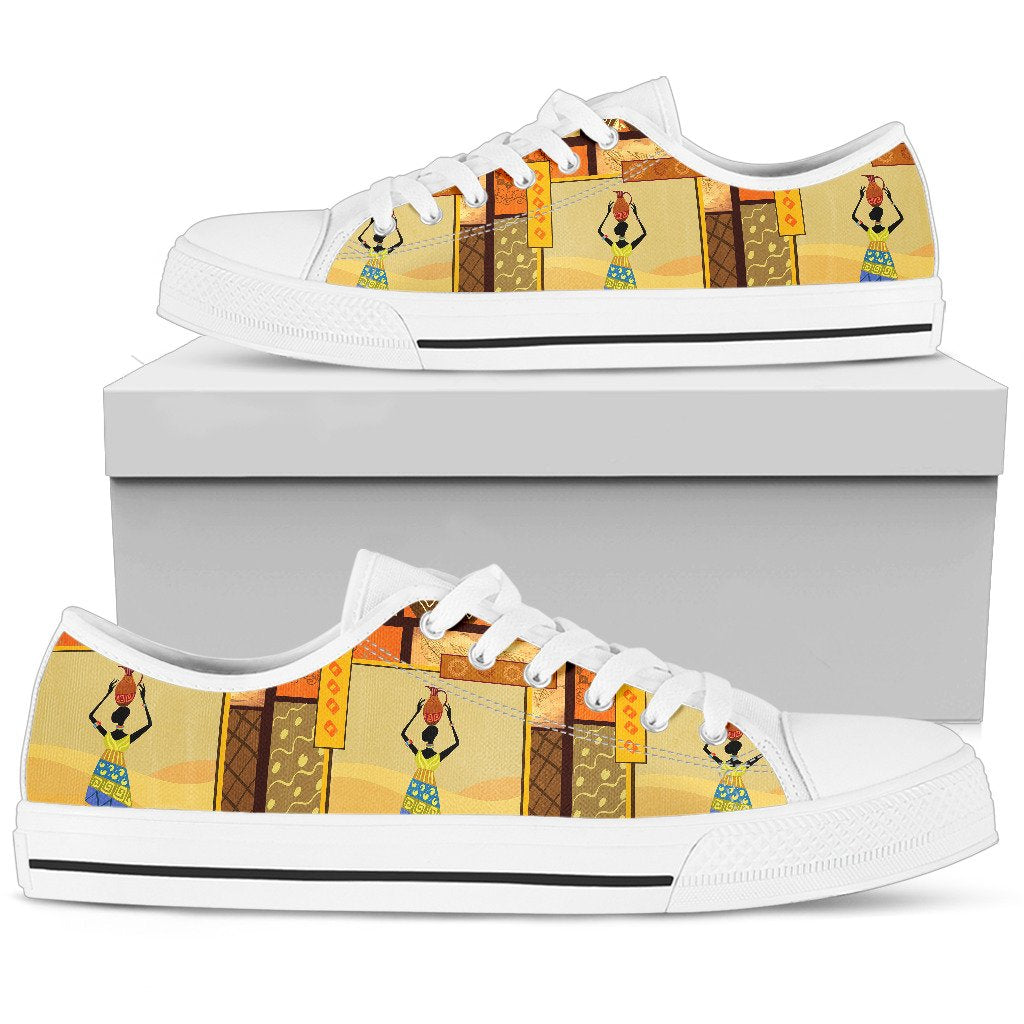 African Girl Design Men Low Top Shoes