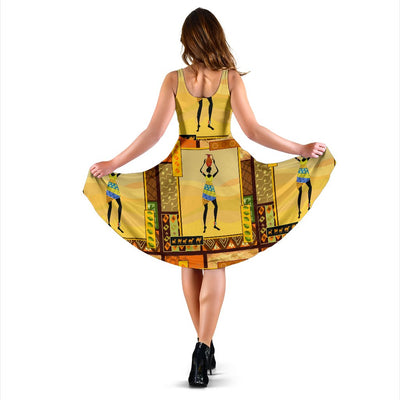 African Girl Design Sleeveless Mini Dress