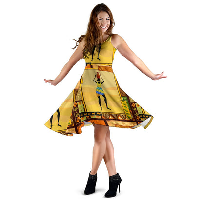 African Girl Design Sleeveless Mini Dress