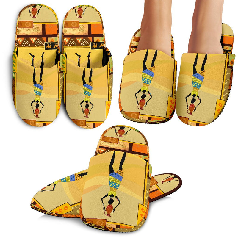 African Girl Design Slippers