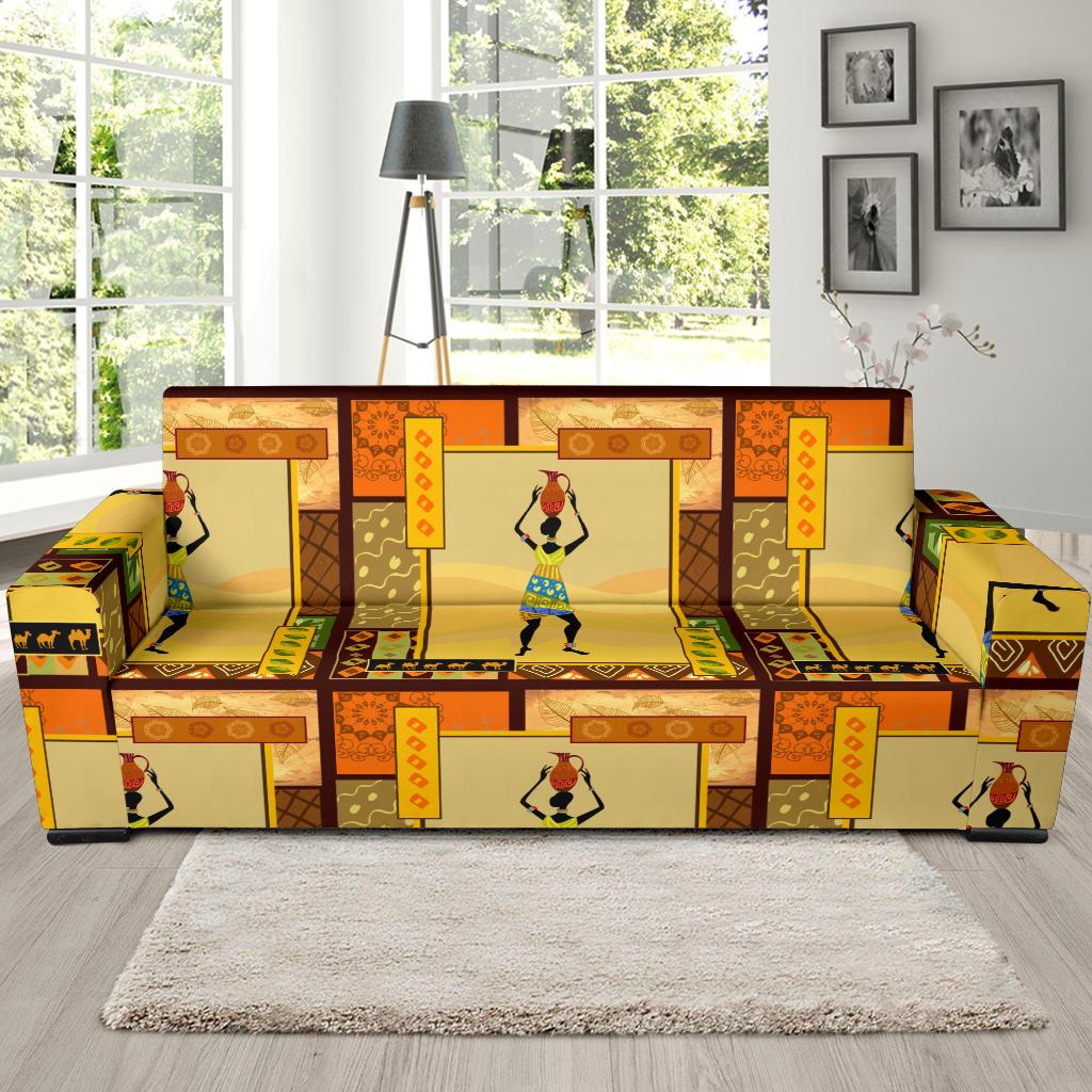 African Girl Design Sofa Slipcover-JORJUNE.COM