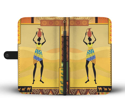 African Girl Design Wallet Phone Case