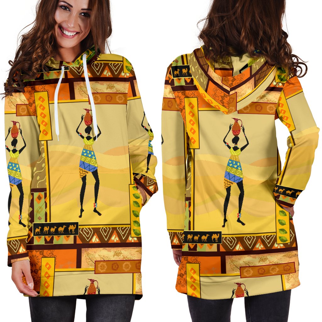 African Girl Design Women Hoodie Dress