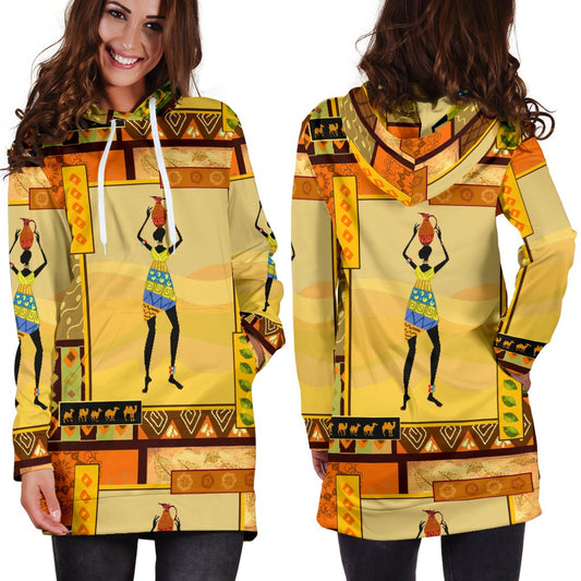 African Girl Design Women Hoodie Dress