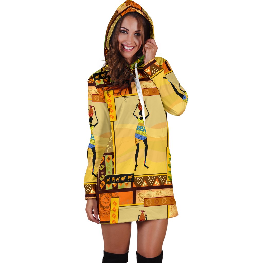 African Girl Design Women Hoodie Dress