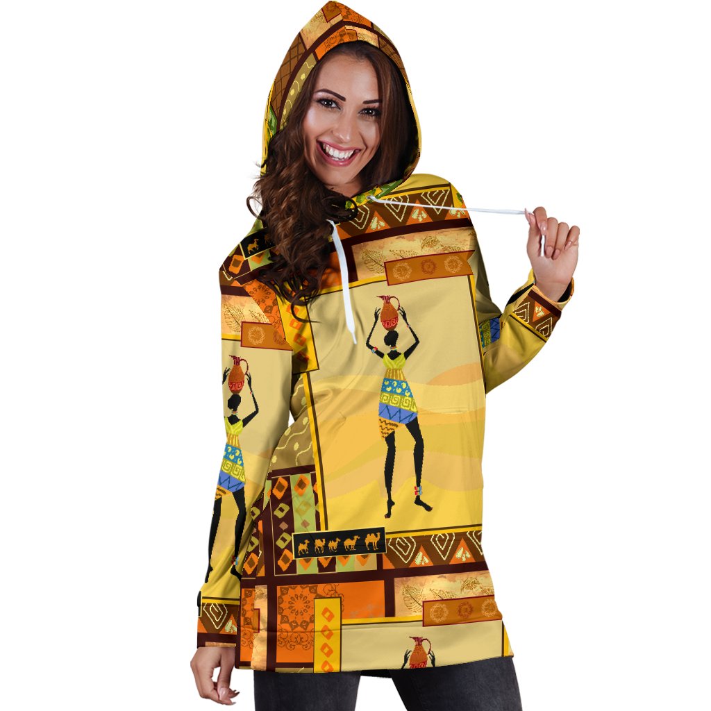 African Girl Design Women Hoodie Dress