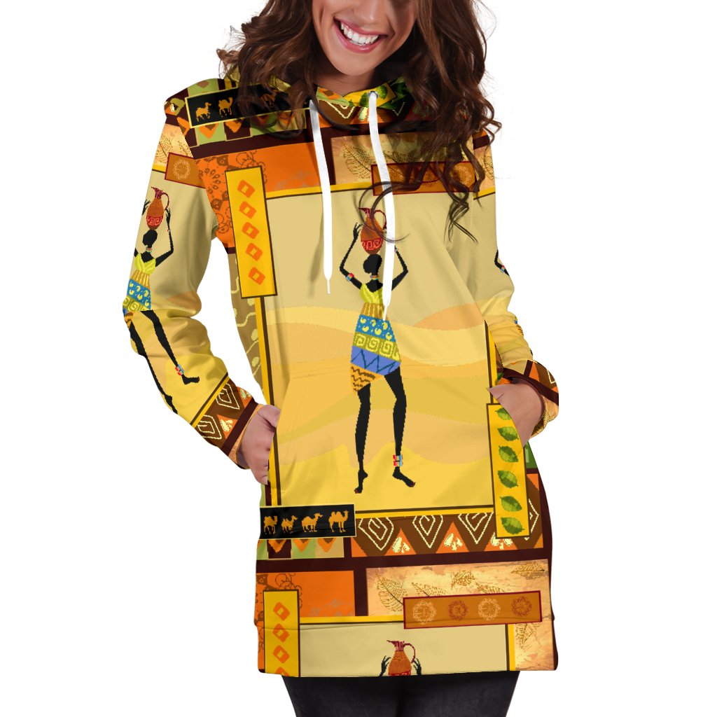 African Girl Design Women Hoodie Dress