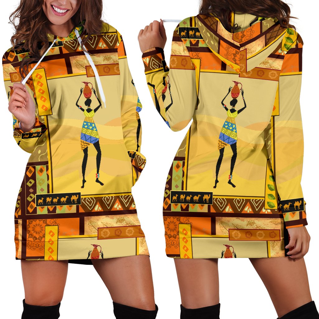 African Girl Design Women Hoodie Dress