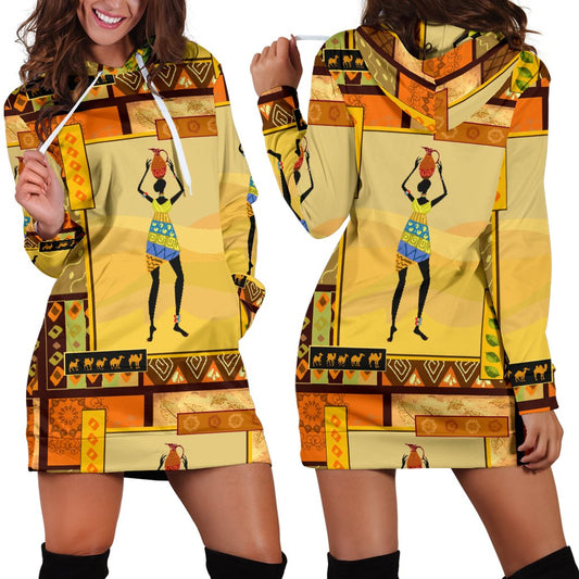 African Girl Design Women Hoodie Dress
