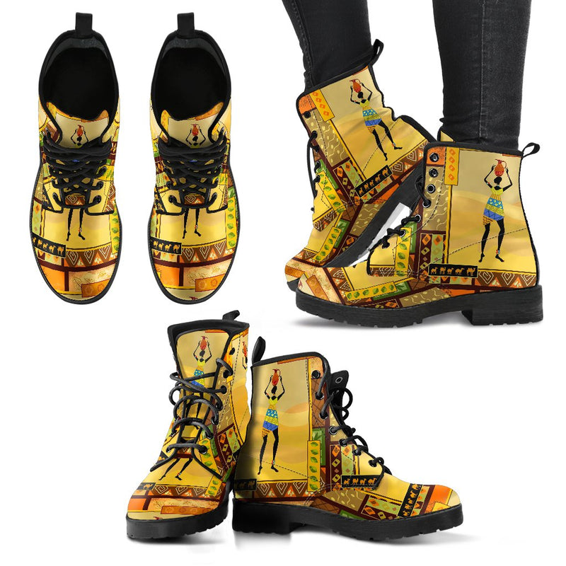 African Girl Design Women Leather Boots