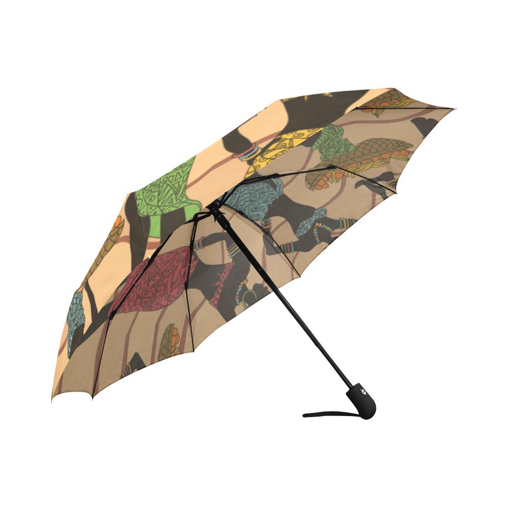 African Girl Pattern Automatic Foldable Umbrella