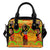 African Girl Print Leather Shoulder Handbag