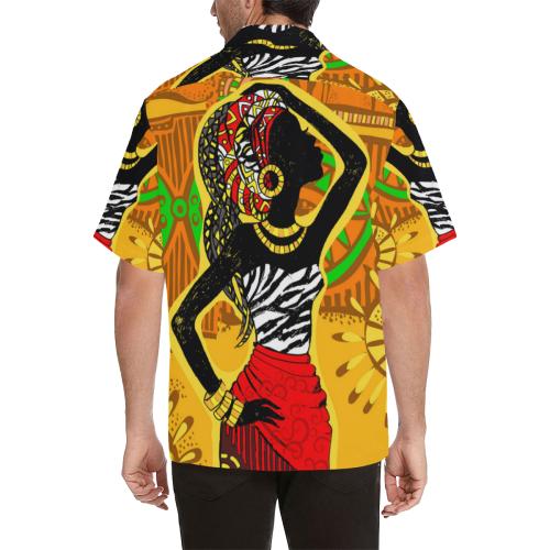 African Girl Print Men Hawaiian Shirt