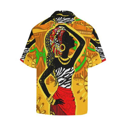 African Girl Print Men Hawaiian Shirt