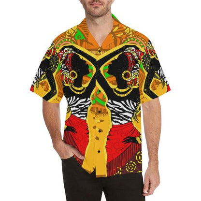 African Girl Print Men Hawaiian Shirt