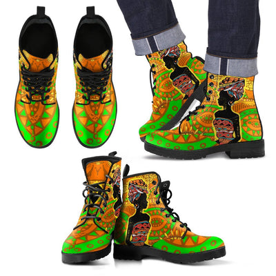 African Girl Print Women & Men Leather Boots