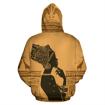 African Girl Safari All Over Zip Up Hoodie