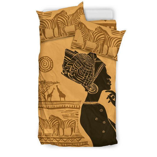 African Girl Safari Duvet Cover Bedding Set