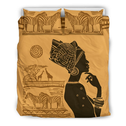 African Girl Safari Duvet Cover Bedding Set