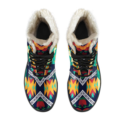 African Kente Faux Fur Leather Boots