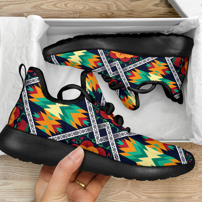 African Kente Mesh Knit Sneakers Shoes