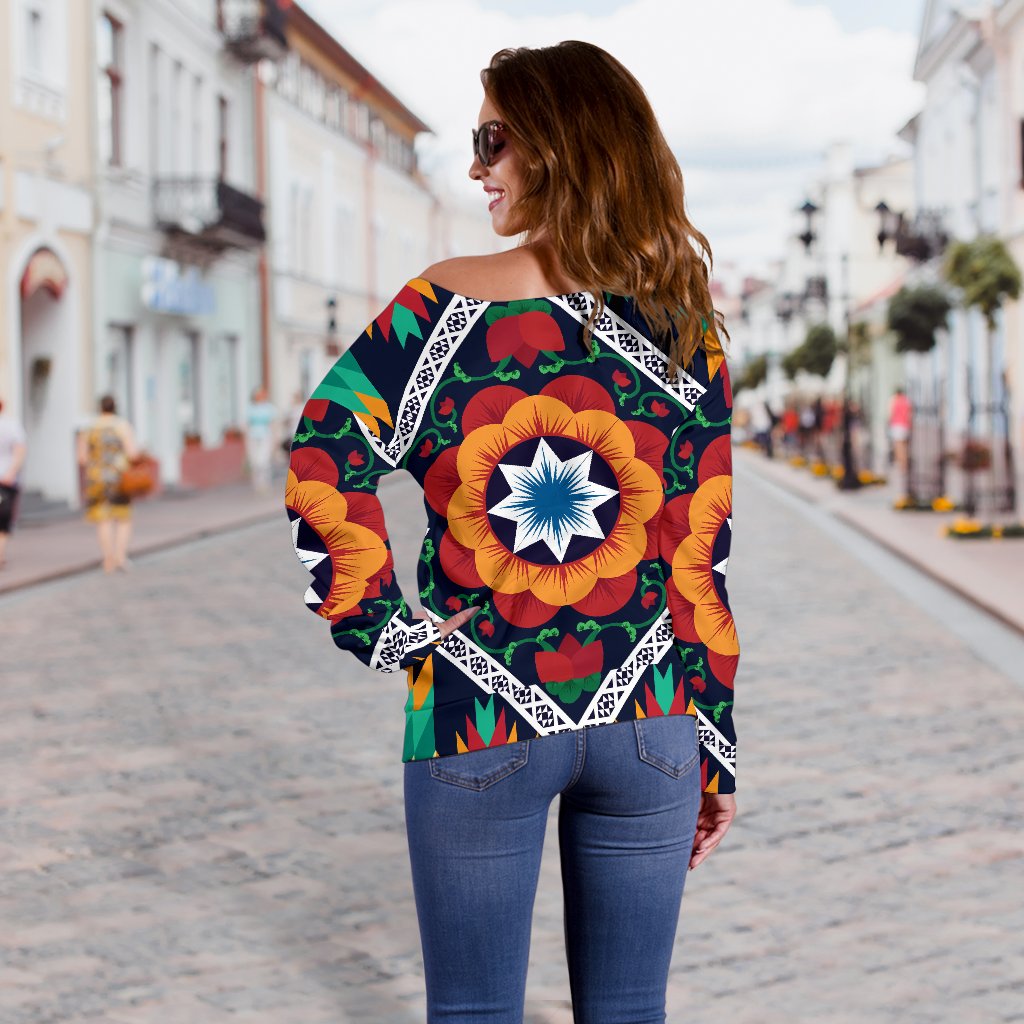 African Kente Off Shoulder Sweatshirt