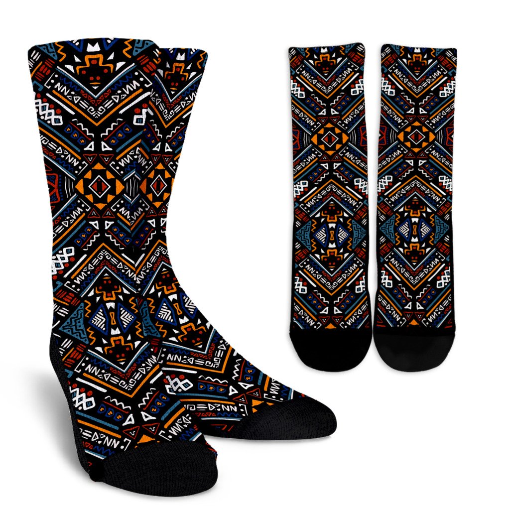 African Kente Print Crew Socks