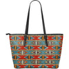 African Kente Print Large Leather Tote Bag