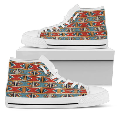 African Kente Print Men High Top Canvas Shoes