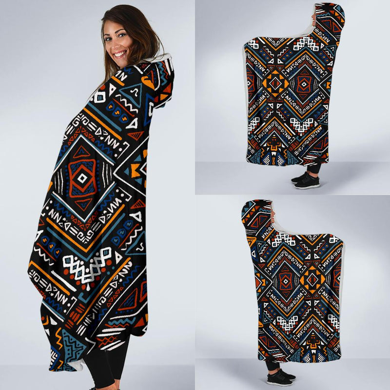 African Kente Print v2 Hooded Blanket-JORJUNE.COM
